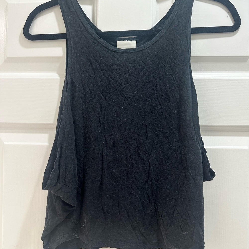 Varley Black Asymmetrical Relaxed Tank Top